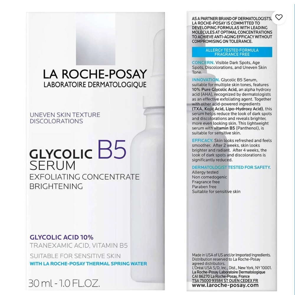 La Roche Posay Glycolic B5 10% Pure Glycolic Acid Serum Anti-Aging - NEW